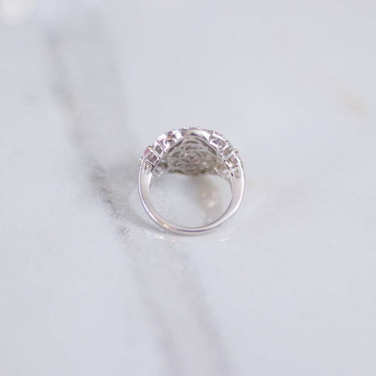 Vintage Pink Topaz Cluster Ring Sterling Silver with 18kt Gold Accents by Unsigned Beauty - Vintage Meet Modern Vintage Jewelry - Chicago, Illinois - #oldhollywoodglamour #vintagemeetmodern #designervintage #jewelrybox #antiquejewelry #vintagejewelry