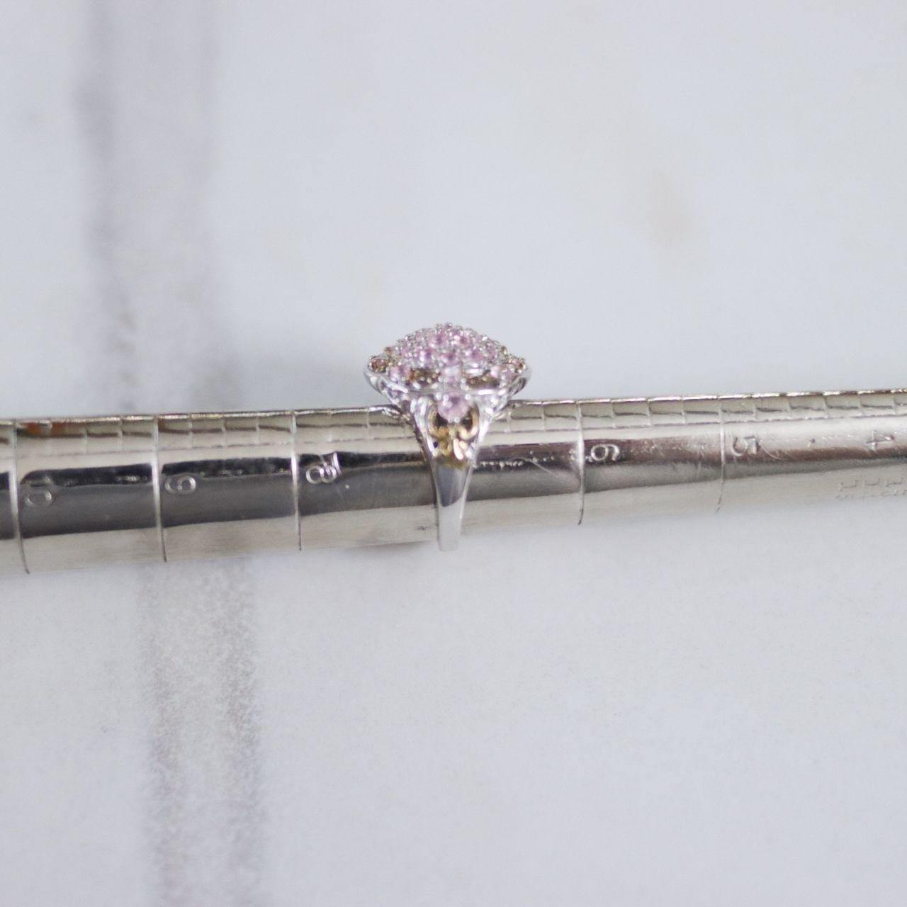 Vintage Pink Topaz Cluster Ring Sterling Silver with 18kt Gold Accents by Unsigned Beauty - Vintage Meet Modern Vintage Jewelry - Chicago, Illinois - #oldhollywoodglamour #vintagemeetmodern #designervintage #jewelrybox #antiquejewelry #vintagejewelry