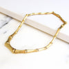 Vintage Mid Century Gold Bamboo Link Necklace by Unsigned Beauty - Vintage Meet Modern Vintage Jewelry - Chicago, Illinois - #oldhollywoodglamour #vintagemeetmodern #designervintage #jewelrybox #antiquejewelry #vintagejewelry
