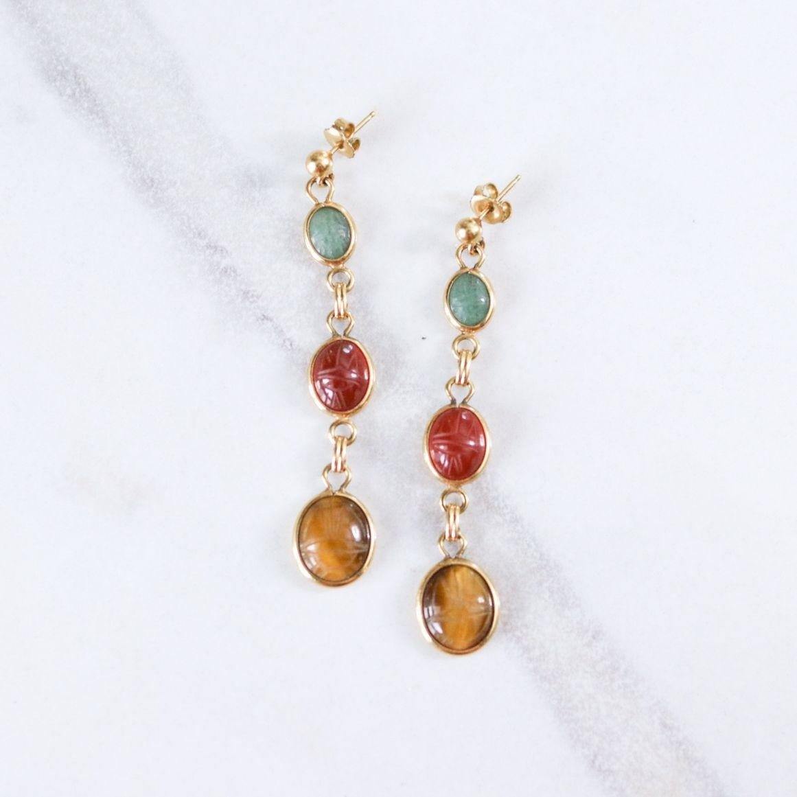 Vintage Scarab Statement Earrings by Unsigned Beauty - Vintage Meet Modern Vintage Jewelry - Chicago, Illinois - #oldhollywoodglamour #vintagemeetmodern #designervintage #jewelrybox #antiquejewelry #vintagejewelry