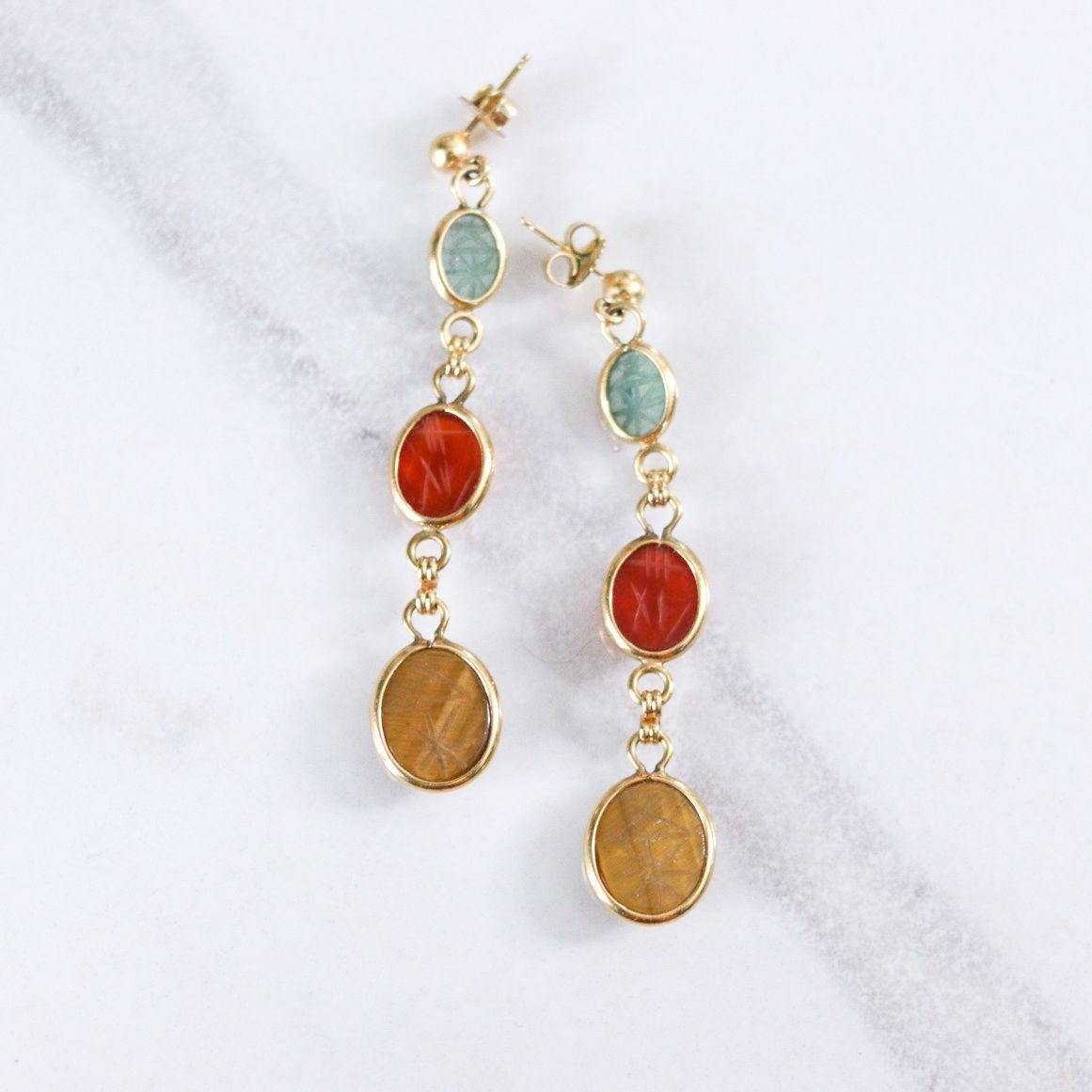 Vintage Scarab Statement Earrings by Unsigned Beauty - Vintage Meet Modern Vintage Jewelry - Chicago, Illinois - #oldhollywoodglamour #vintagemeetmodern #designervintage #jewelrybox #antiquejewelry #vintagejewelry