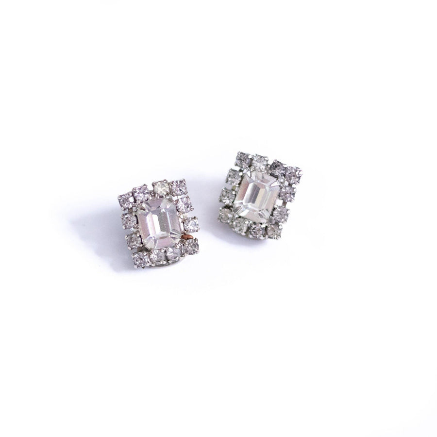 Vintage Emerald Cut Petite Diamante Earrings by Vintage Meet Modern - Vintage Meet Modern Vintage Jewelry - Chicago, Illinois - #oldhollywoodglamour #vintagemeetmodern #designervintage #jewelrybox #antiquejewelry #vintagejewelry