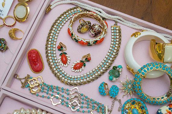 Vintage Kenneth Jay Lane Turquoise Beaded Earrings, Clip On by Kenneth Jay Lane - Vintage Meet Modern Vintage Jewelry - Chicago, Illinois - #oldhollywoodglamour #vintagemeetmodern #designervintage #jewelrybox #antiquejewelry #vintagejewelry