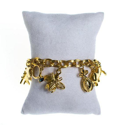 Vintage Joan Rivers Gold Tone Loaded Charm Bracelet by Joan Rivers - Vintage Meet Modern Vintage Jewelry - Chicago, Illinois - #oldhollywoodglamour #vintagemeetmodern #designervintage #jewelrybox #antiquejewelry #vintagejewelry