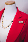 Vintage Spotted Leopard Rhinestone Brooch, Pin Black, Gold, Diamante Crystals by 1980s - Vintage Meet Modern Vintage Jewelry - Chicago, Illinois - #oldhollywoodglamour #vintagemeetmodern #designervintage #jewelrybox #antiquejewelry #vintagejewelry