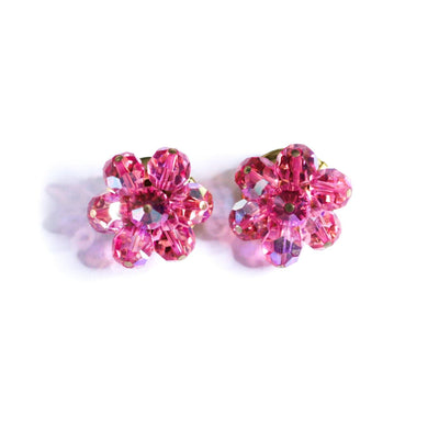 Vintage Pink Aurora Borealis Crystal Beaded Statement Earrings by Unsigned Beauty - Vintage Meet Modern Vintage Jewelry - Chicago, Illinois - #oldhollywoodglamour #vintagemeetmodern #designervintage #jewelrybox #antiquejewelry #vintagejewelry