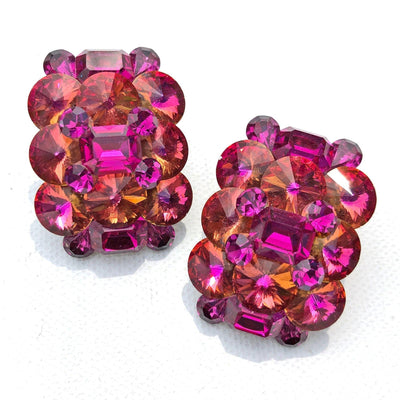 Vintage Large Pink Rhinestone Statement Earrings by Unsigned Beauty - Vintage Meet Modern Vintage Jewelry - Chicago, Illinois - #oldhollywoodglamour #vintagemeetmodern #designervintage #jewelrybox #antiquejewelry #vintagejewelry