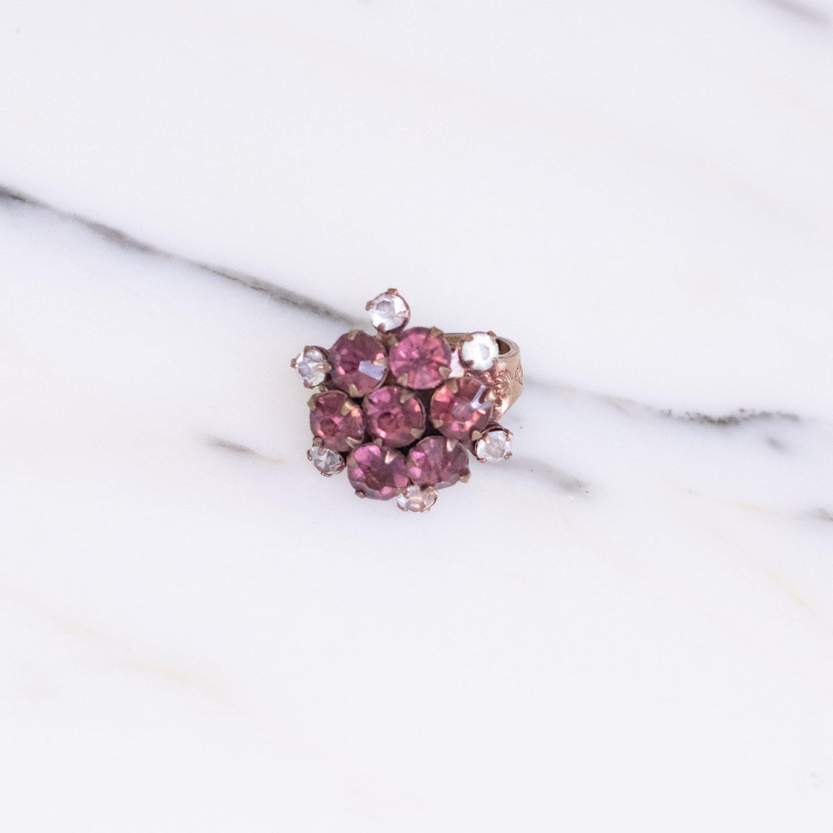Vintage Amethyst Crystal Cluster Cocktail Ring
