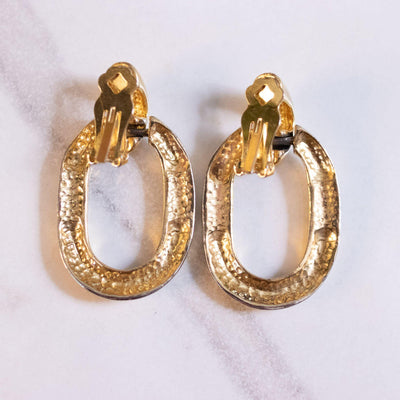 Vintage Gold Oval Doorknocker with Rhinestone Statement Earrings by Unsigned Beauty - Vintage Meet Modern Vintage Jewelry - Chicago, Illinois - #oldhollywoodglamour #vintagemeetmodern #designervintage #jewelrybox #antiquejewelry #vintagejewelry