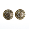 Vintage Silver and Gold Damascene Round Disc Earrings by Vintage Meet Modern  - Vintage Meet Modern Vintage Jewelry - Chicago, Illinois - #oldhollywoodglamour #vintagemeetmodern #designervintage #jewelrybox #antiquejewelry #vintagejewelry