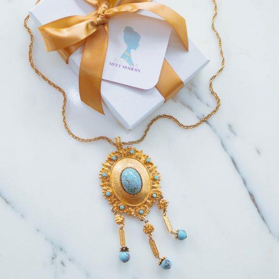 Vintage Yves St. Laurent Vintage Faux Tortoise Necklace, Belt  Gold Tone, Brown Lucite Squares and Circles by Yves St. Laurent - Vintage Meet Modern Vintage Jewelry - Chicago, Illinois - #oldhollywoodglamour #vintagemeetmodern #designervintage #jewelrybox #antiquejewelry #vintagejewelry