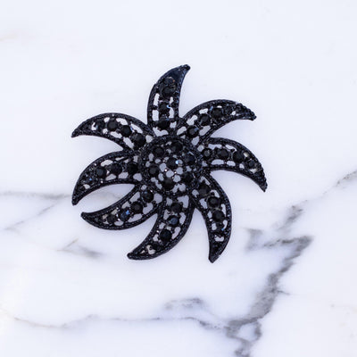 Vintage Black Crystal Rhinestone Brooch by Austria - Vintage Meet Modern Vintage Jewelry - Chicago, Illinois - #oldhollywoodglamour #vintagemeetmodern #designervintage #jewelrybox #antiquejewelry #vintagejewelry