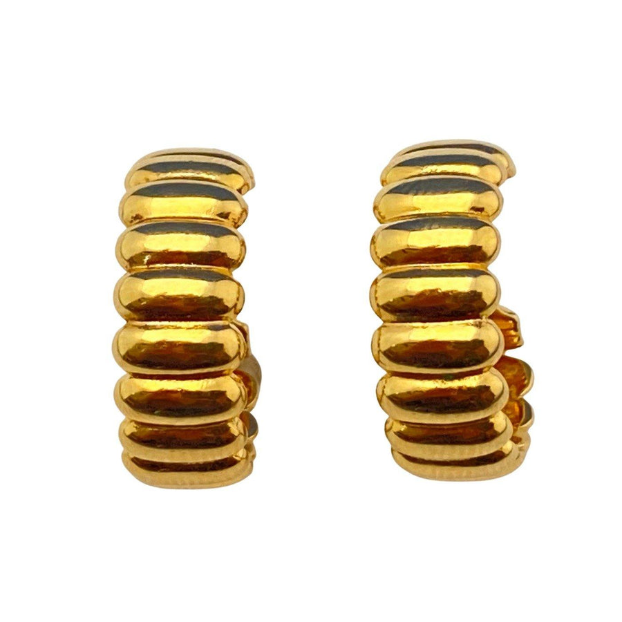 Vintage Monet Small Ribbed Hoop Earrings by Monet - Vintage Meet Modern Vintage Jewelry - Chicago, Illinois - #oldhollywoodglamour #vintagemeetmodern #designervintage #jewelrybox #antiquejewelry #vintagejewelry