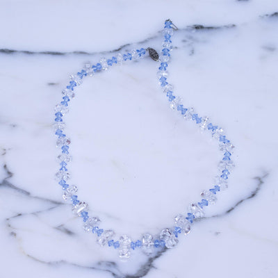 Vintage Art Deco Blue and Clear Crystal Bead Necklace by Austria - Vintage Meet Modern Vintage Jewelry - Chicago, Illinois - #oldhollywoodglamour #vintagemeetmodern #designervintage #jewelrybox #antiquejewelry #vintagejewelry