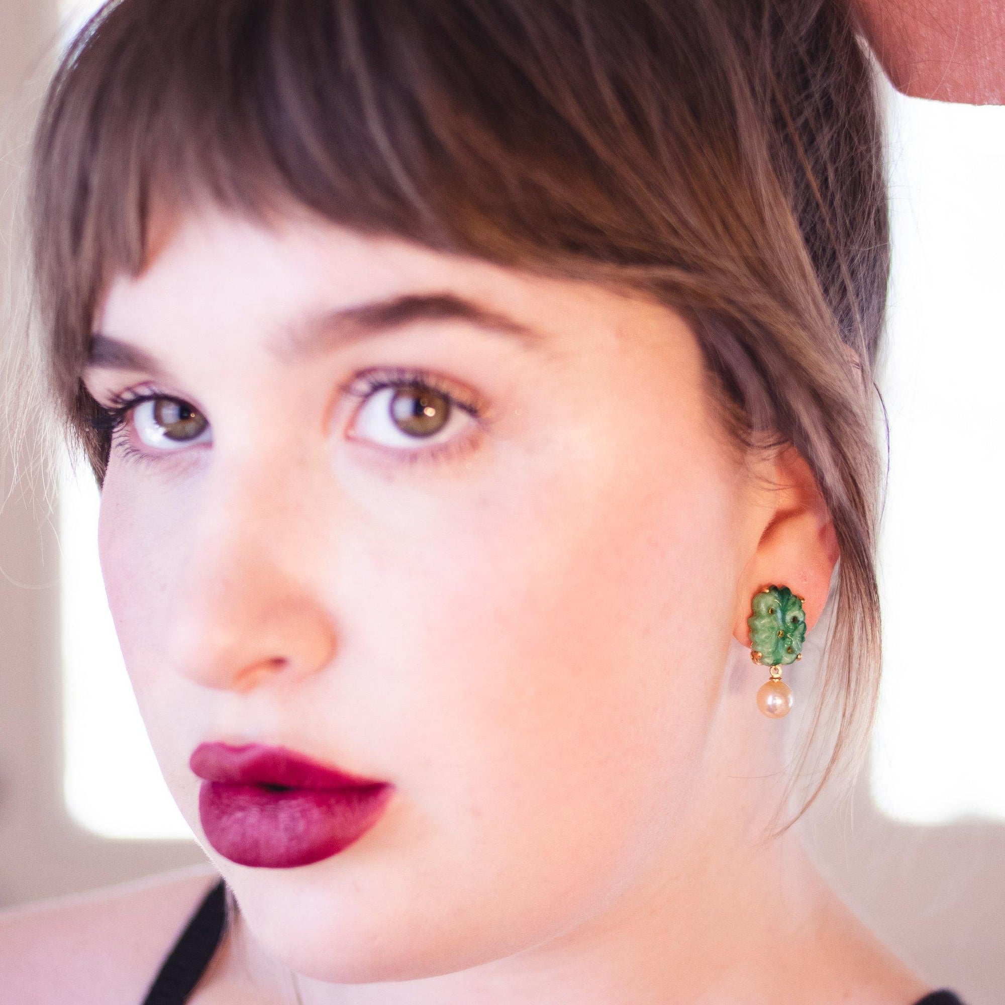 Vintage Ciner Faux Pearl and Jade Glass Dangling Statement Earrings by Ciner - Vintage Meet Modern Vintage Jewelry - Chicago, Illinois - #oldhollywoodglamour #vintagemeetmodern #designervintage #jewelrybox #antiquejewelry #vintagejewelry