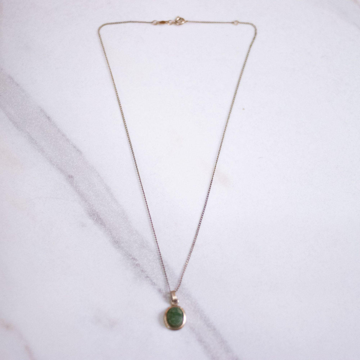 Vintage Gold Filled Jade Pendant Necklace
