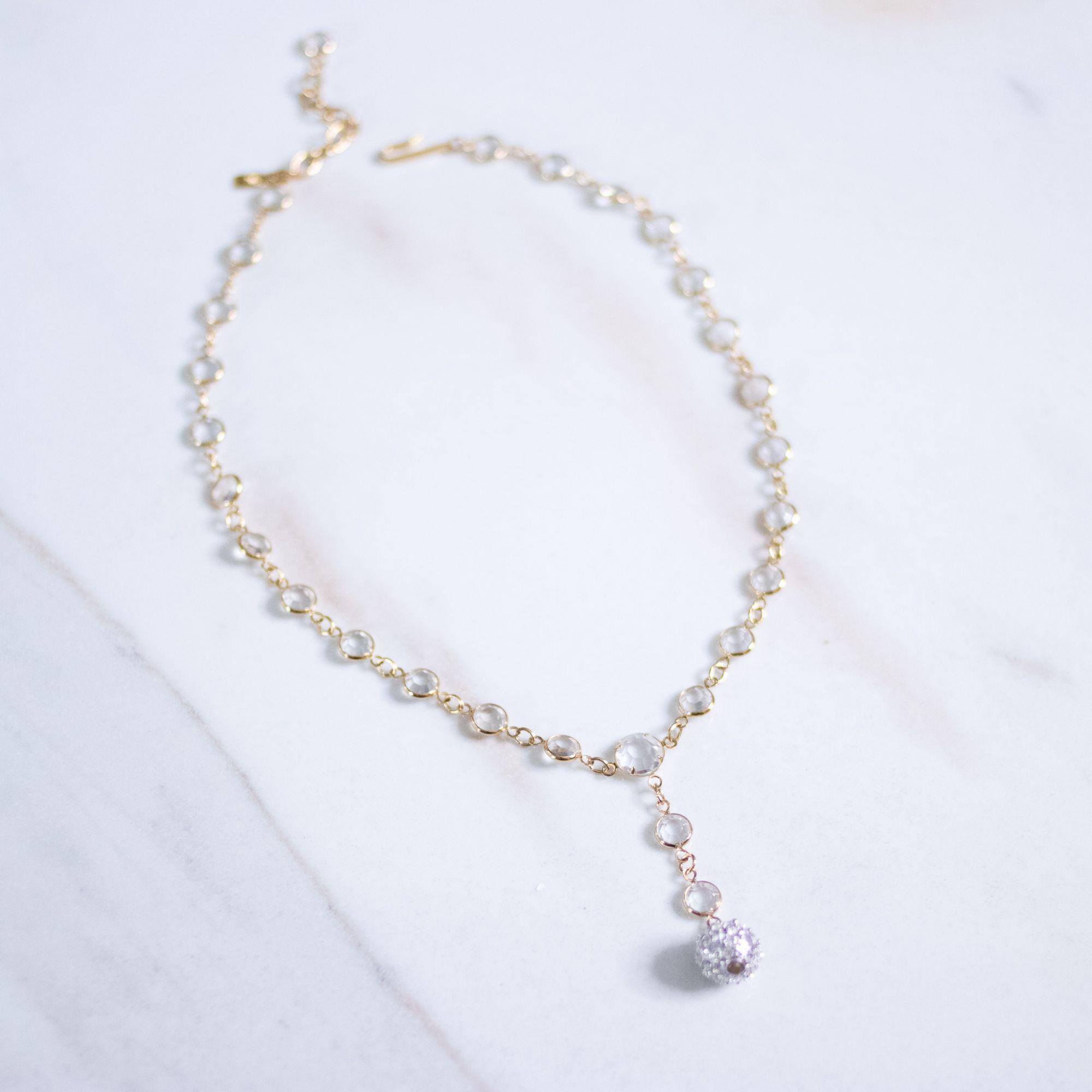 Vintage Swarovski Bezel Set Crystal Necklace with Pave Rhinestone Ball by Swarovski - Vintage Meet Modern Vintage Jewelry - Chicago, Illinois - #oldhollywoodglamour #vintagemeetmodern #designervintage #jewelrybox #antiquejewelry #vintagejewelry