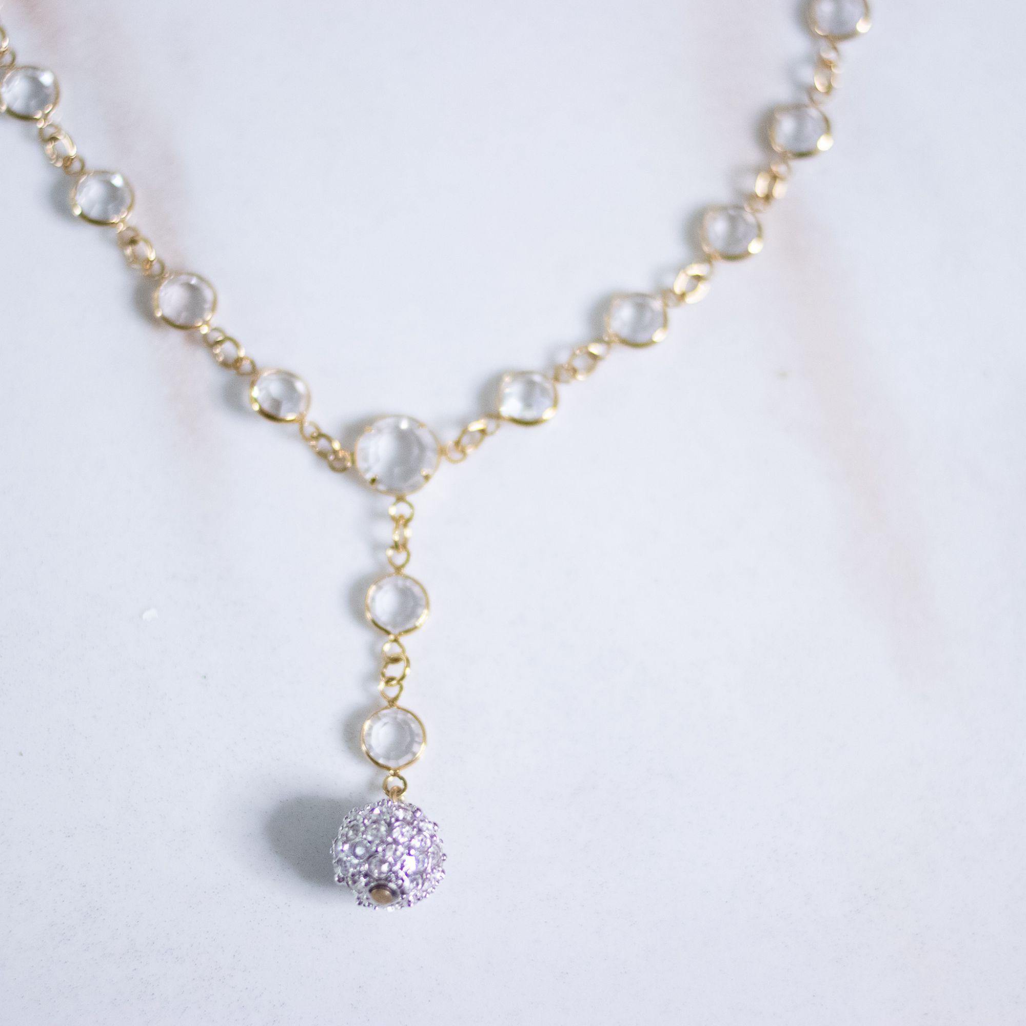 Vintage Swarovski Bezel Set Crystal Necklace with Pave Rhinestone Ball by Swarovski - Vintage Meet Modern Vintage Jewelry - Chicago, Illinois - #oldhollywoodglamour #vintagemeetmodern #designervintage #jewelrybox #antiquejewelry #vintagejewelry