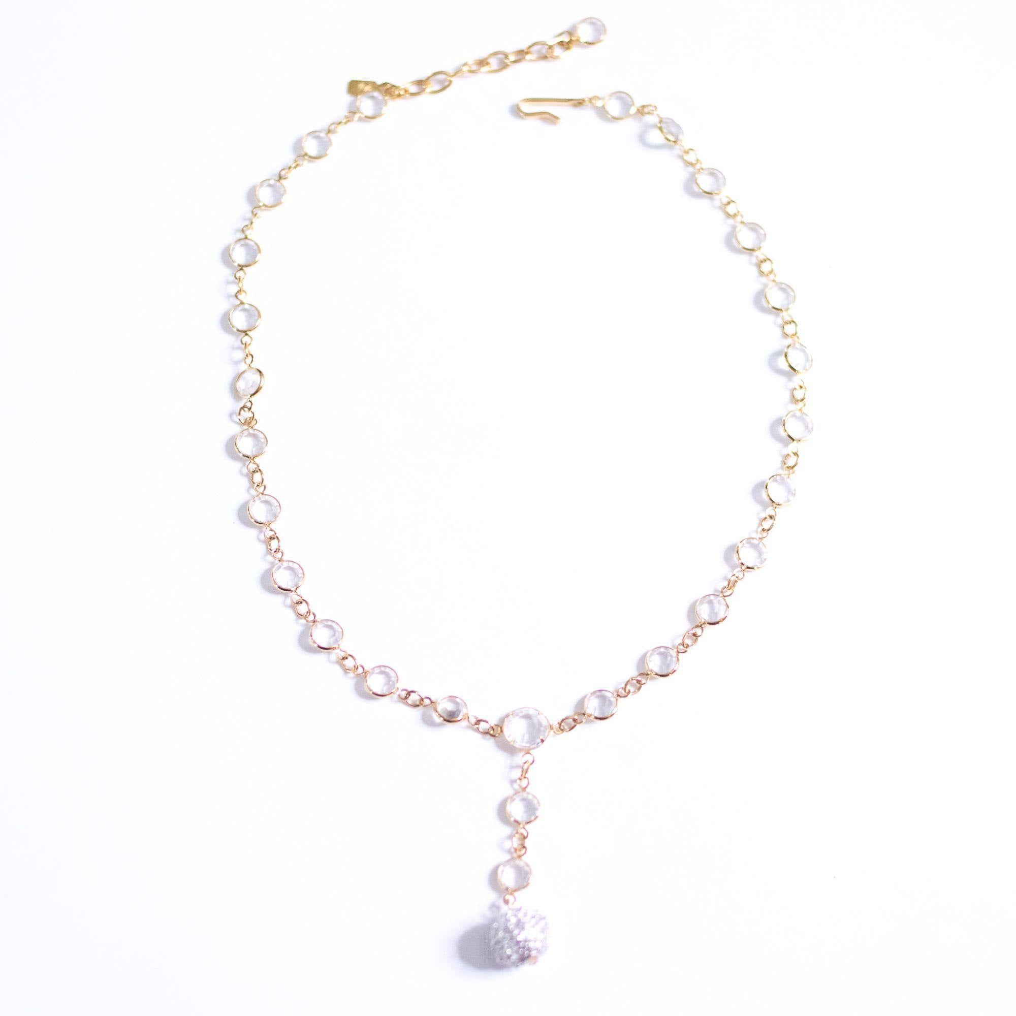 Vintage Swarovski Bezel Set Crystal Necklace with Pave Rhinestone Ball by Swarovski - Vintage Meet Modern Vintage Jewelry - Chicago, Illinois - #oldhollywoodglamour #vintagemeetmodern #designervintage #jewelrybox #antiquejewelry #vintagejewelry