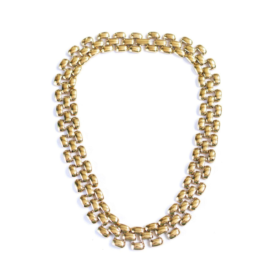 Vintage Wide Flat Link Chain Necklace by Unsigned Beauty - Vintage Meet Modern Vintage Jewelry - Chicago, Illinois - #oldhollywoodglamour #vintagemeetmodern #designervintage #jewelrybox #antiquejewelry #vintagejewelry