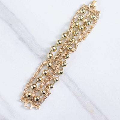 Vintage Coro Mutli Strand Gold Chain and Bead Bracelet by Coro - Vintage Meet Modern Vintage Jewelry - Chicago, Illinois - #oldhollywoodglamour #vintagemeetmodern #designervintage #jewelrybox #antiquejewelry #vintagejewelry