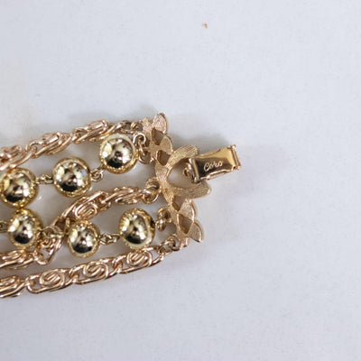 Vintage Coro Mutli Strand Gold Chain and Bead Bracelet by Coro - Vintage Meet Modern Vintage Jewelry - Chicago, Illinois - #oldhollywoodglamour #vintagemeetmodern #designervintage #jewelrybox #antiquejewelry #vintagejewelry