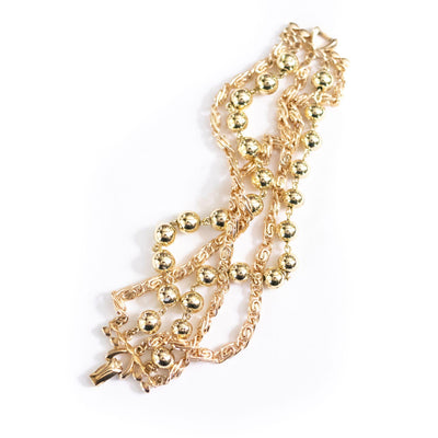 Vintage Coro Mutli Strand Gold Chain and Bead Bracelet by Coro - Vintage Meet Modern Vintage Jewelry - Chicago, Illinois - #oldhollywoodglamour #vintagemeetmodern #designervintage #jewelrybox #antiquejewelry #vintagejewelry