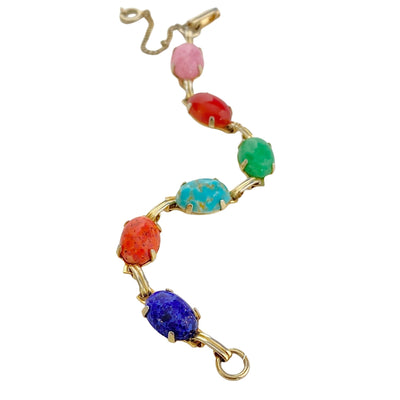 Vintage Colorful Cabochon Bracelet by Unsigned Beauty - Vintage Meet Modern Vintage Jewelry - Chicago, Illinois - #oldhollywoodglamour #vintagemeetmodern #designervintage #jewelrybox #antiquejewelry #vintagejewelry