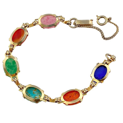 Vintage Colorful Cabochon Bracelet by Unsigned Beauty - Vintage Meet Modern Vintage Jewelry - Chicago, Illinois - #oldhollywoodglamour #vintagemeetmodern #designervintage #jewelrybox #antiquejewelry #vintagejewelry