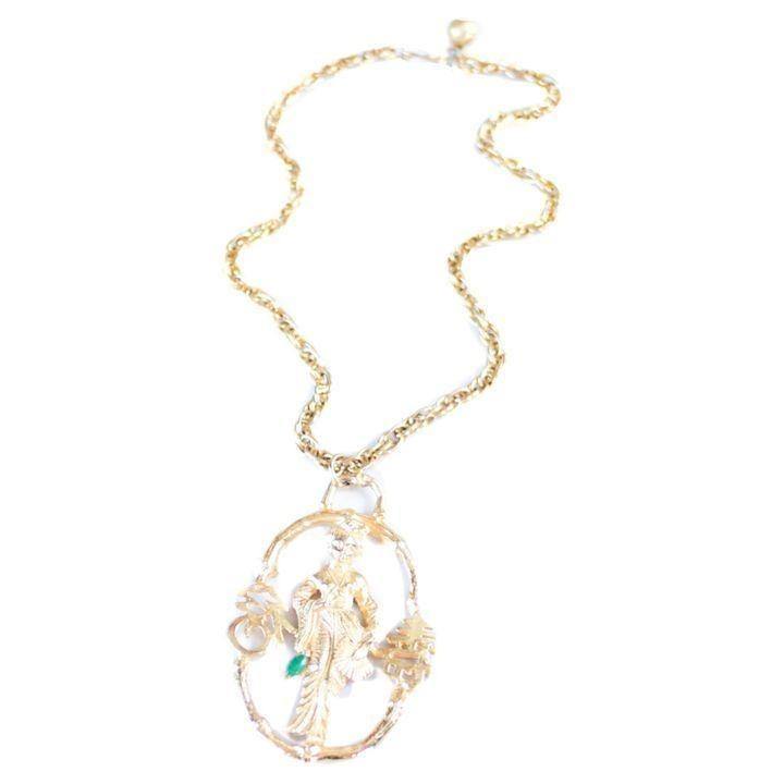 Vintage Kenneth Jay Lane Gold Geisha Statement Necklace