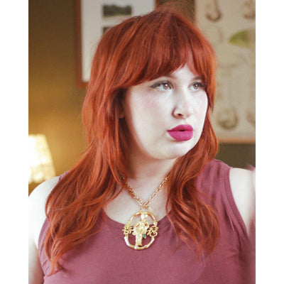 Vintage Kenneth Jay Lane Gold Geisha Statement Necklace by Kenneth Jay Lane - Vintage Meet Modern Vintage Jewelry - Chicago, Illinois - #oldhollywoodglamour #vintagemeetmodern #designervintage #jewelrybox #antiquejewelry #vintagejewelry