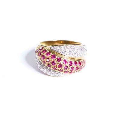 Vintage Ruby and Cubic Zirconia Bypass Style Band Ring by Hallmarked 925 - Vintage Meet Modern Vintage Jewelry - Chicago, Illinois - #oldhollywoodglamour #vintagemeetmodern #designervintage #jewelrybox #antiquejewelry #vintagejewelry
