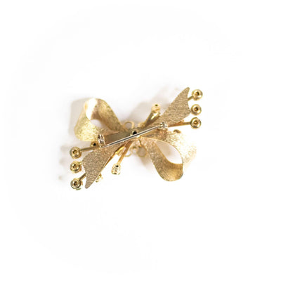 Vintage Mid Century Modern Gold Bow Brooch with Rhinestones by Unsigned Beauty - Vintage Meet Modern Vintage Jewelry - Chicago, Illinois - #oldhollywoodglamour #vintagemeetmodern #designervintage #jewelrybox #antiquejewelry #vintagejewelry