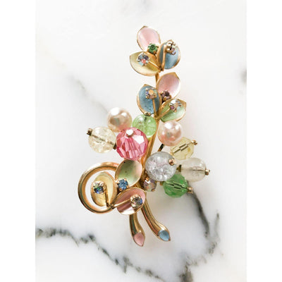 Pastel Floral Bouquet Brooch by Made In Austria - Vintage Meet Modern Vintage Jewelry - Chicago, Illinois - #oldhollywoodglamour #vintagemeetmodern #designervintage #jewelrybox #antiquejewelry #vintagejewelry