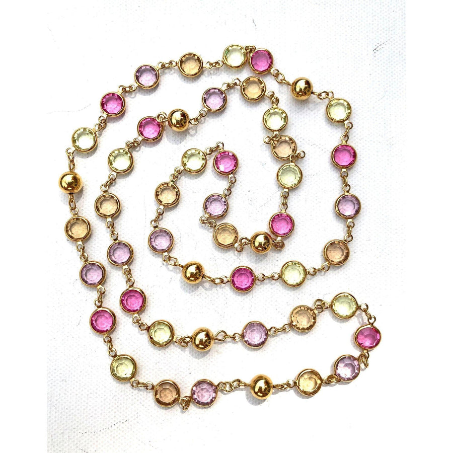 Vintage Swarovski Pastel Bezel-Set Crystal Necklace by Swarovski - Vintage Meet Modern Vintage Jewelry - Chicago, Illinois - #oldhollywoodglamour #vintagemeetmodern #designervintage #jewelrybox #antiquejewelry #vintagejewelry
