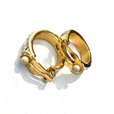 Vintage Nina Ricci Baguette Rhinestone Hoop Earrings by Nina Ricci - Vintage Meet Modern Vintage Jewelry - Chicago, Illinois - #oldhollywoodglamour #vintagemeetmodern #designervintage #jewelrybox #antiquejewelry #vintagejewelry