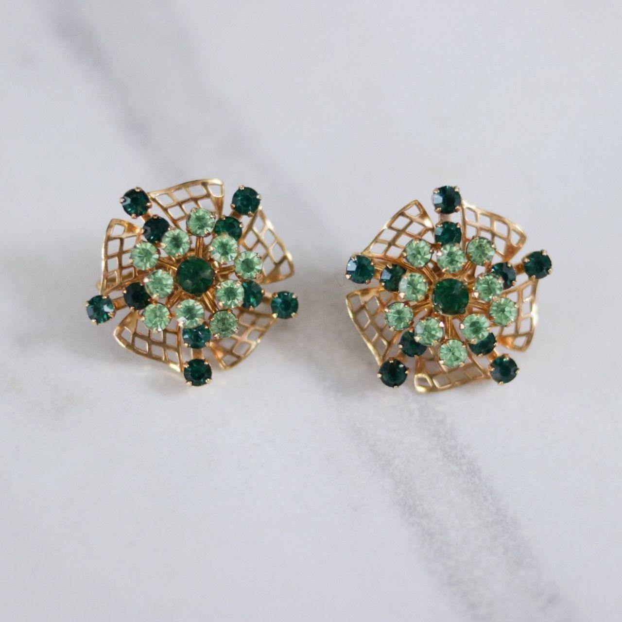 Vintage Light and Dark Rhinestone Statement Earrings by Unsigned Beauty - Vintage Meet Modern Vintage Jewelry - Chicago, Illinois - #oldhollywoodglamour #vintagemeetmodern #designervintage #jewelrybox #antiquejewelry #vintagejewelry