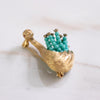 Vintage HAR Gold Swan Brooch with Turquoise Bead and Rhinestone Tail by HAR - Vintage Meet Modern Vintage Jewelry - Chicago, Illinois - #oldhollywoodglamour #vintagemeetmodern #designervintage #jewelrybox #antiquejewelry #vintagejewelry