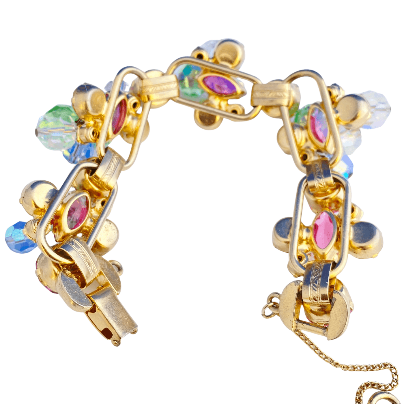 Vintage Juliana Pastel Rhinestone Cha Cha Bracelet by Juliana - Vintage Meet Modern Vintage Jewelry - Chicago, Illinois - #oldhollywoodglamour #vintagemeetmodern #designervintage #jewelrybox #antiquejewelry #vintagejewelry