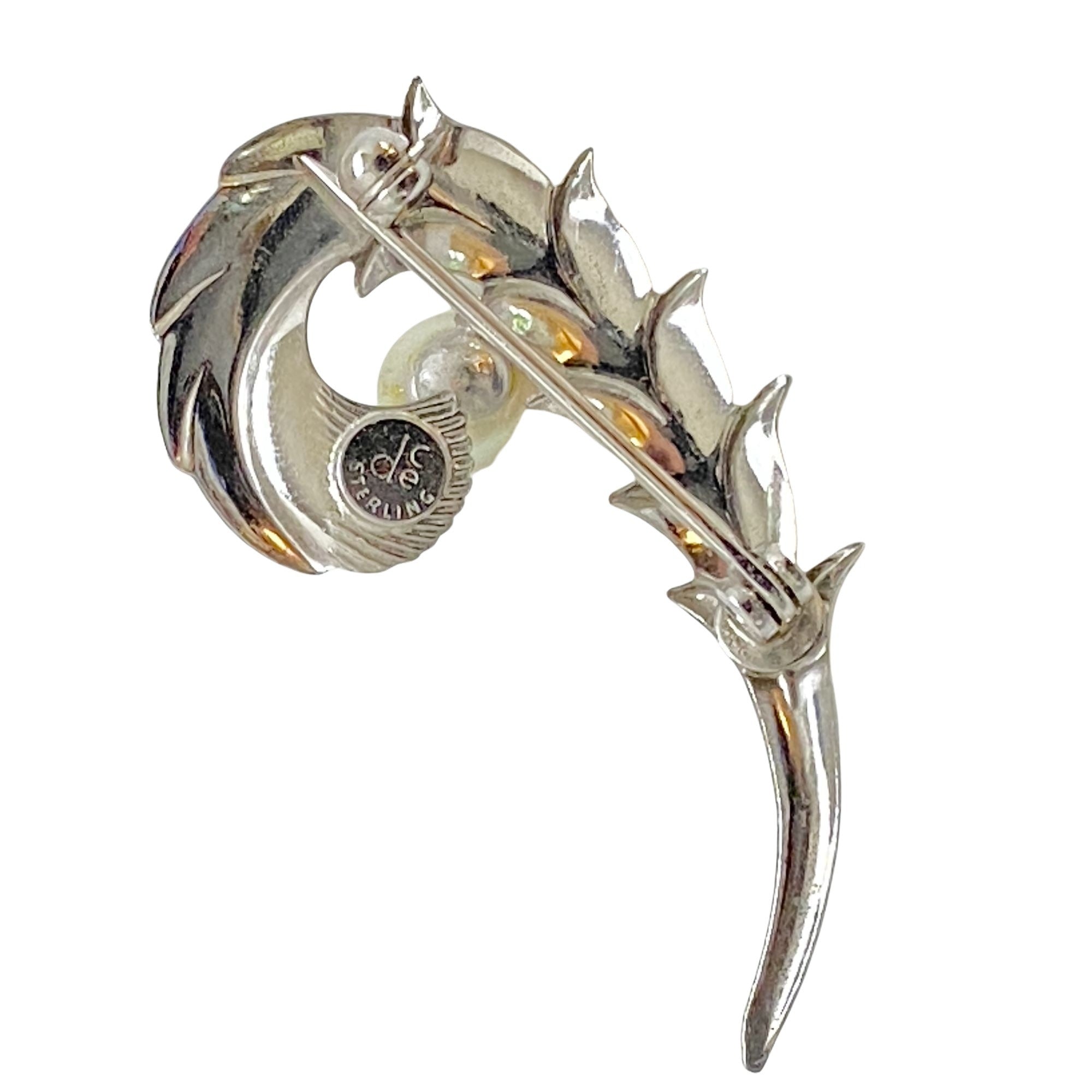 Vintage Sterling Silver and Cultured Pearl Brooch by D C E Sterling Silver - Vintage Meet Modern Vintage Jewelry - Chicago, Illinois - #oldhollywoodglamour #vintagemeetmodern #designervintage #jewelrybox #antiquejewelry #vintagejewelry
