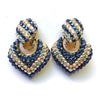 Vintage Blue and White Flat Back Doorknocker Statement Earrings by Unsigned Beauty - Vintage Meet Modern Vintage Jewelry - Chicago, Illinois - #oldhollywoodglamour #vintagemeetmodern #designervintage #jewelrybox #antiquejewelry #vintagejewelry