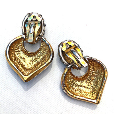 Vintage Blue and White Flat Back Doorknocker Statement Earrings by Unsigned Beauty - Vintage Meet Modern Vintage Jewelry - Chicago, Illinois - #oldhollywoodglamour #vintagemeetmodern #designervintage #jewelrybox #antiquejewelry #vintagejewelry