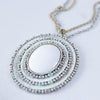 Vintage Florenza White Oval Medallion Statement Necklace by Florenza - Vintage Meet Modern Vintage Jewelry - Chicago, Illinois - #oldhollywoodglamour #vintagemeetmodern #designervintage #jewelrybox #antiquejewelry #vintagejewelry