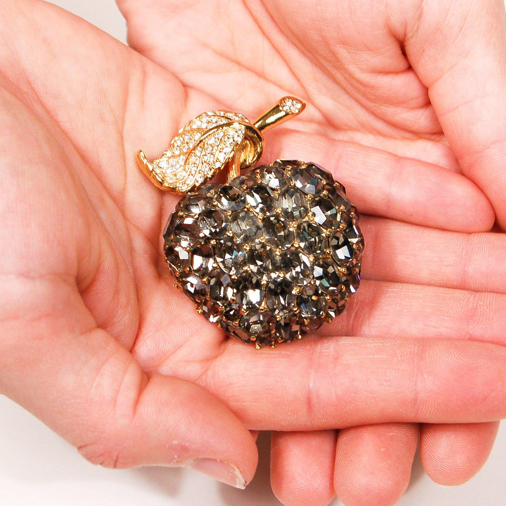 Ciner Sparkling Rhinestone Apple Brooch by Ciner - Vintage Meet Modern Vintage Jewelry - Chicago, Illinois - #oldhollywoodglamour #vintagemeetmodern #designervintage #jewelrybox #antiquejewelry #vintagejewelry