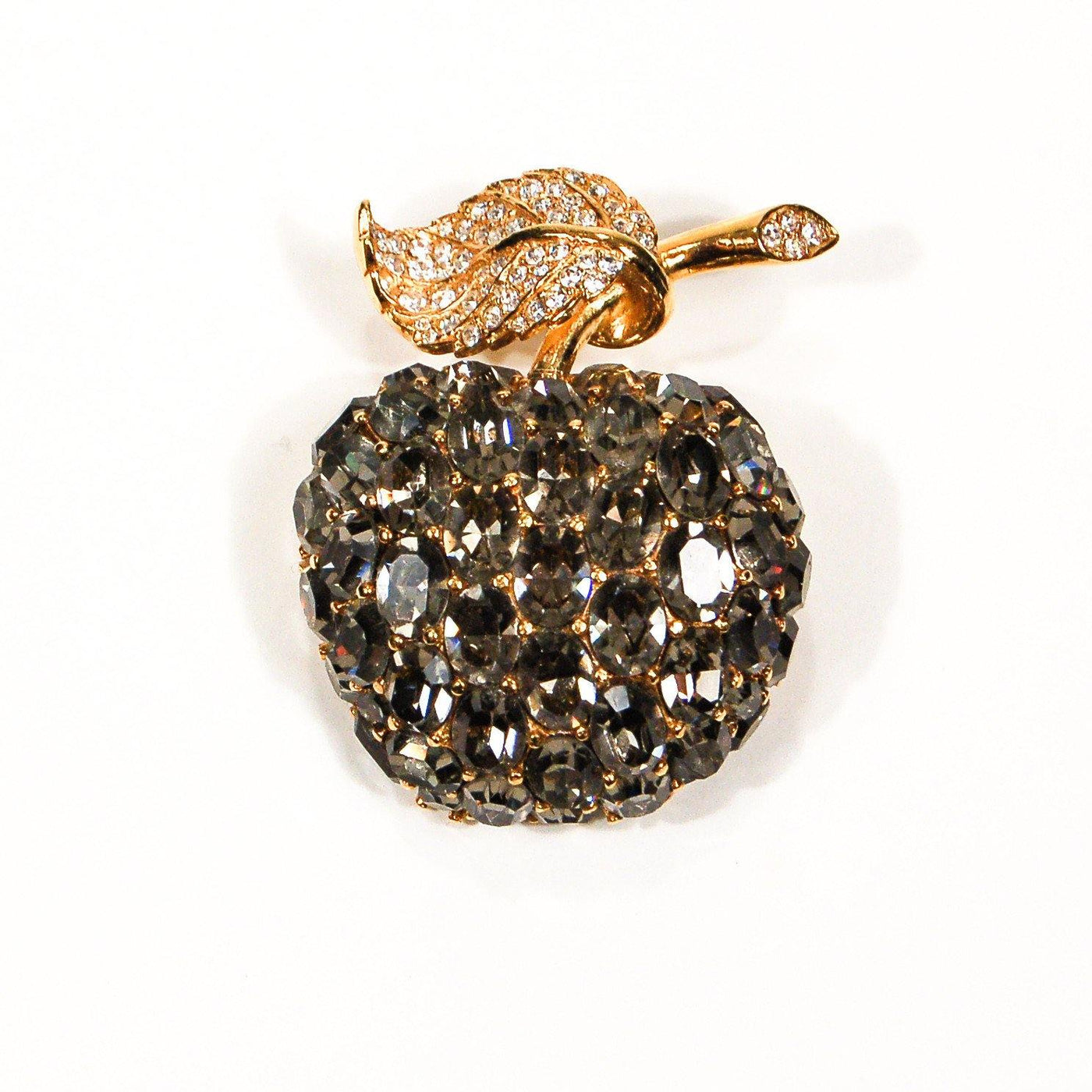 Ciner Sparkling Rhinestone Apple Brooch