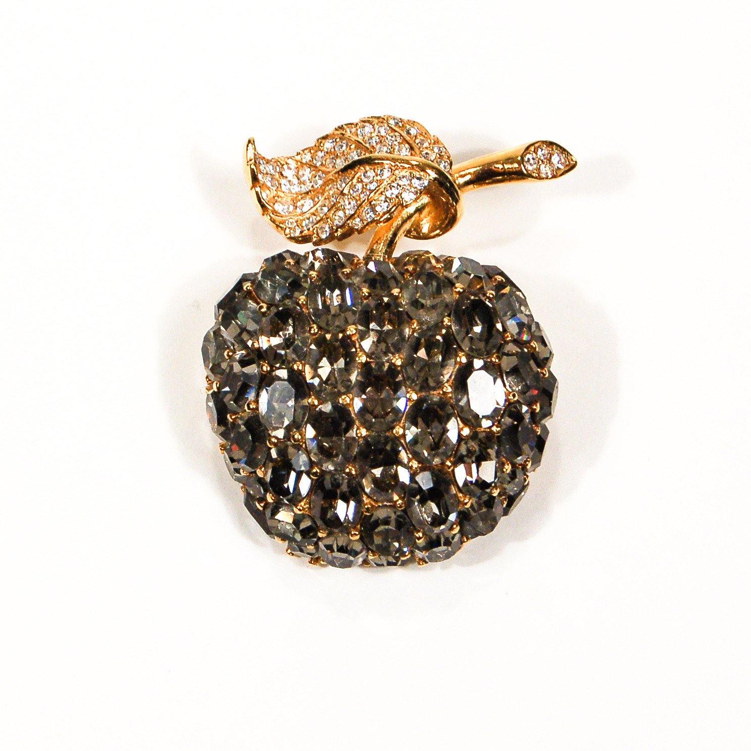 Ciner Sparkling Rhinestone Apple Brooch by Ciner - Vintage Meet Modern Vintage Jewelry - Chicago, Illinois - #oldhollywoodglamour #vintagemeetmodern #designervintage #jewelrybox #antiquejewelry #vintagejewelry