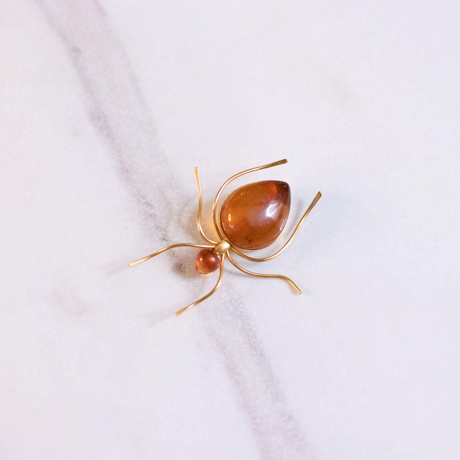 Vintage Amber Bakelite Spider Brooch by Unsigned Beauty - Vintage Meet Modern Vintage Jewelry - Chicago, Illinois - #oldhollywoodglamour #vintagemeetmodern #designervintage #jewelrybox #antiquejewelry #vintagejewelry