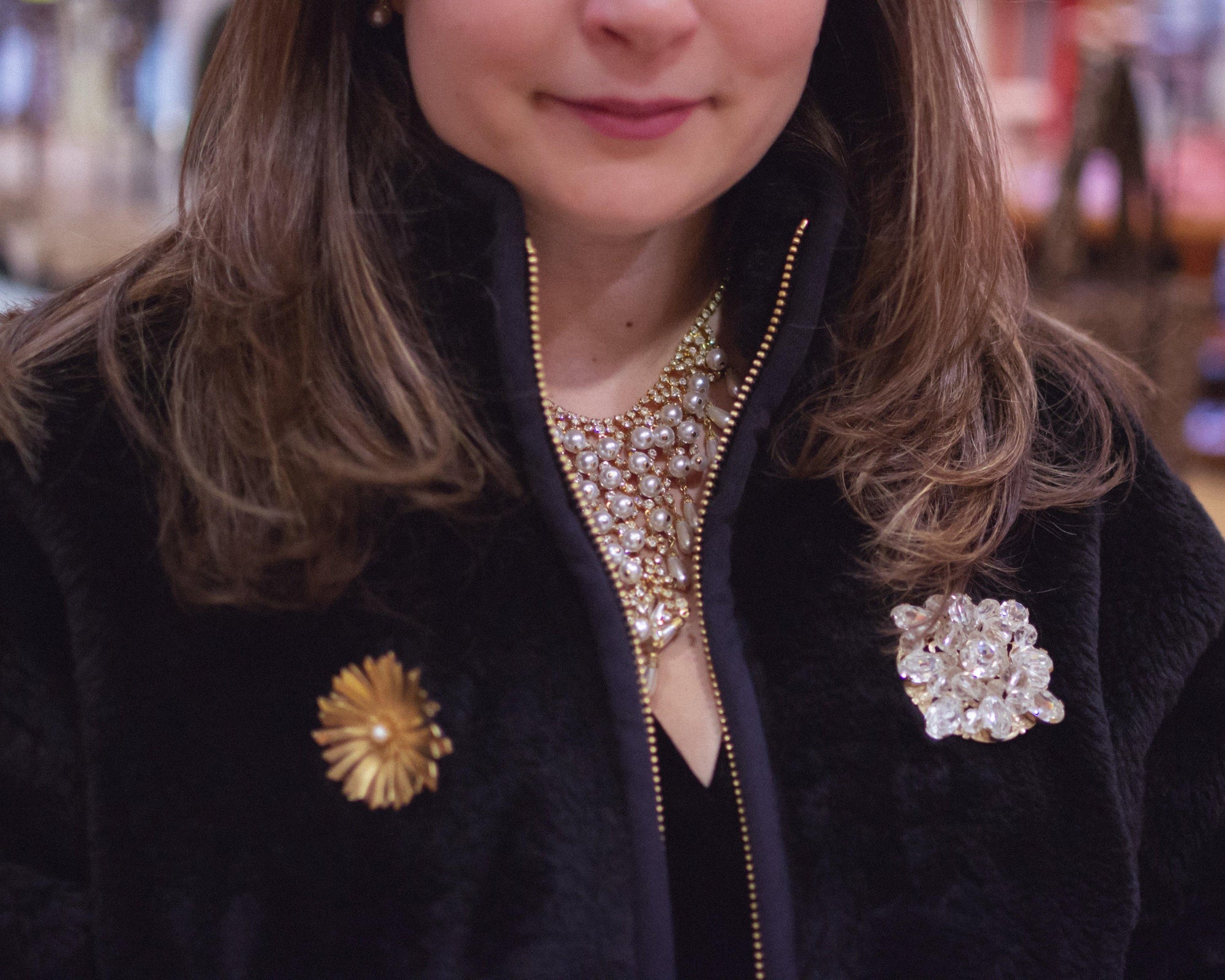 Vintage Rhinestone Medallion Brooch Pendant by 1960s - Vintage Meet Modern Vintage Jewelry - Chicago, Illinois - #oldhollywoodglamour #vintagemeetmodern #designervintage #jewelrybox #antiquejewelry #vintagejewelry