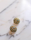 Turquoise Gold Dome Earrings by Unsigned Beauties - Vintage Meet Modern Vintage Jewelry - Chicago, Illinois - #oldhollywoodglamour #vintagemeetmodern #designervintage #jewelrybox #antiquejewelry #vintagejewelry