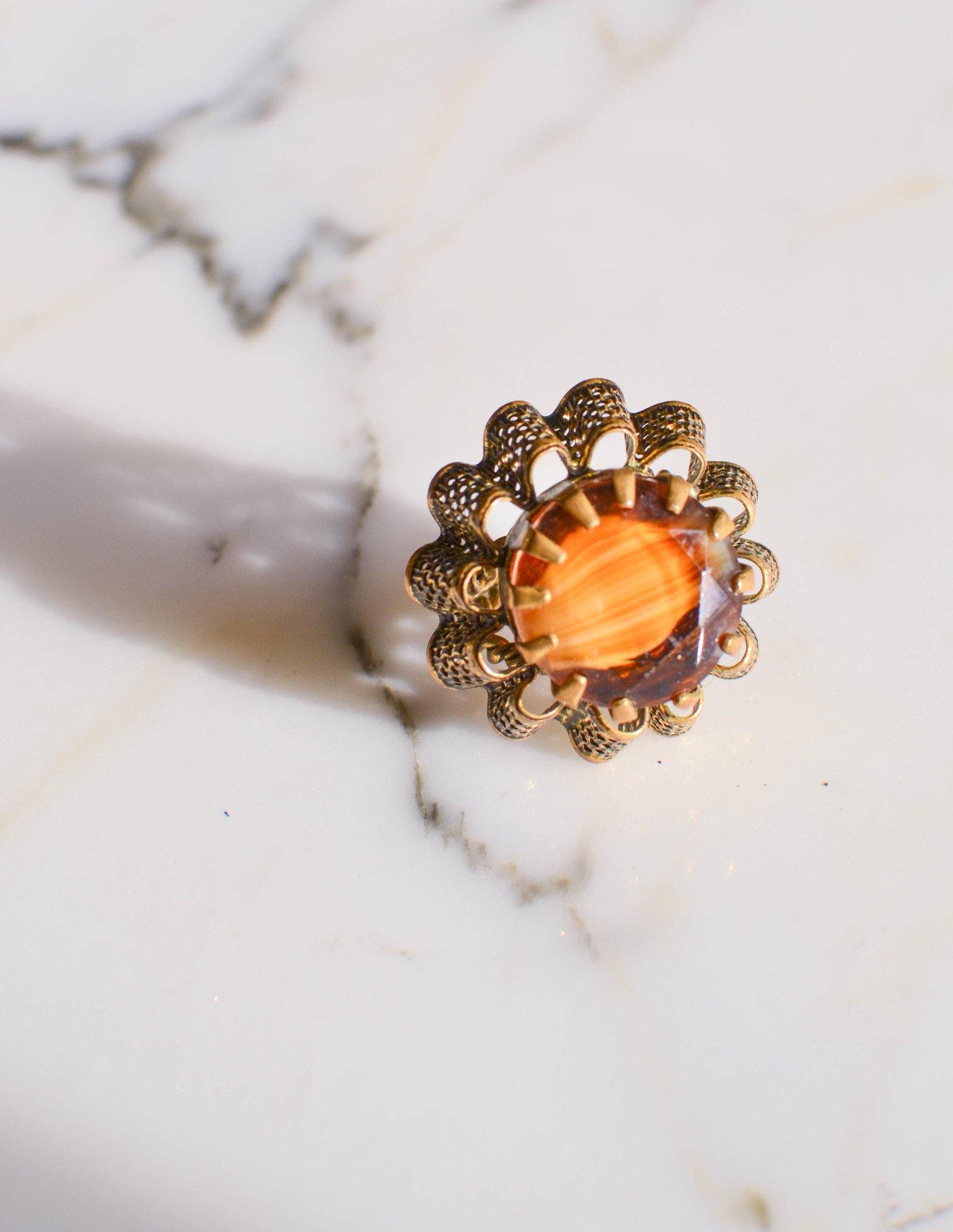 Tigers Eye Crystal Statement Ring by Unsigned Beauty - Vintage Meet Modern Vintage Jewelry - Chicago, Illinois - #oldhollywoodglamour #vintagemeetmodern #designervintage #jewelrybox #antiquejewelry #vintagejewelry